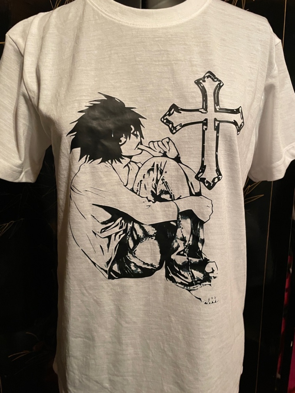 NWOT White Graphic Manga Cross Tee - Unbranded